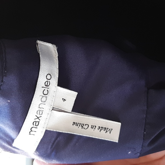 Max and Cleo Navy Bandeau Top Chiffon Gown US 4 - Picture 4 of 4